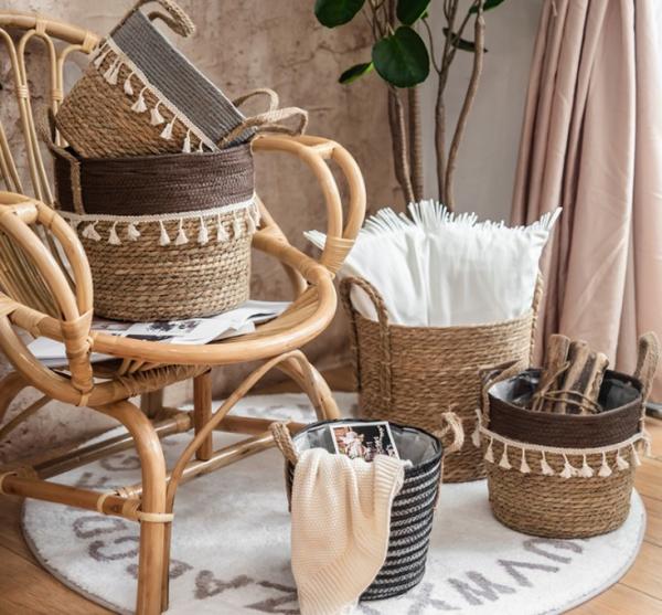 Buy cheap Handicraft Natural Seagrass Storage Basket With Handle ECO Friendly Kids Toy Clothes Baskets Storage Home Decoractions from wholesalers