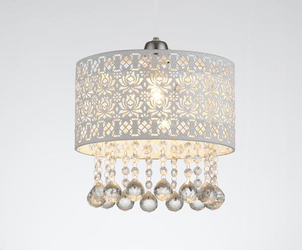 Buy cheap OEM ODM Matt Ivory Metal Etched Pendant Light With Clear Water Drop Bead from wholesalers