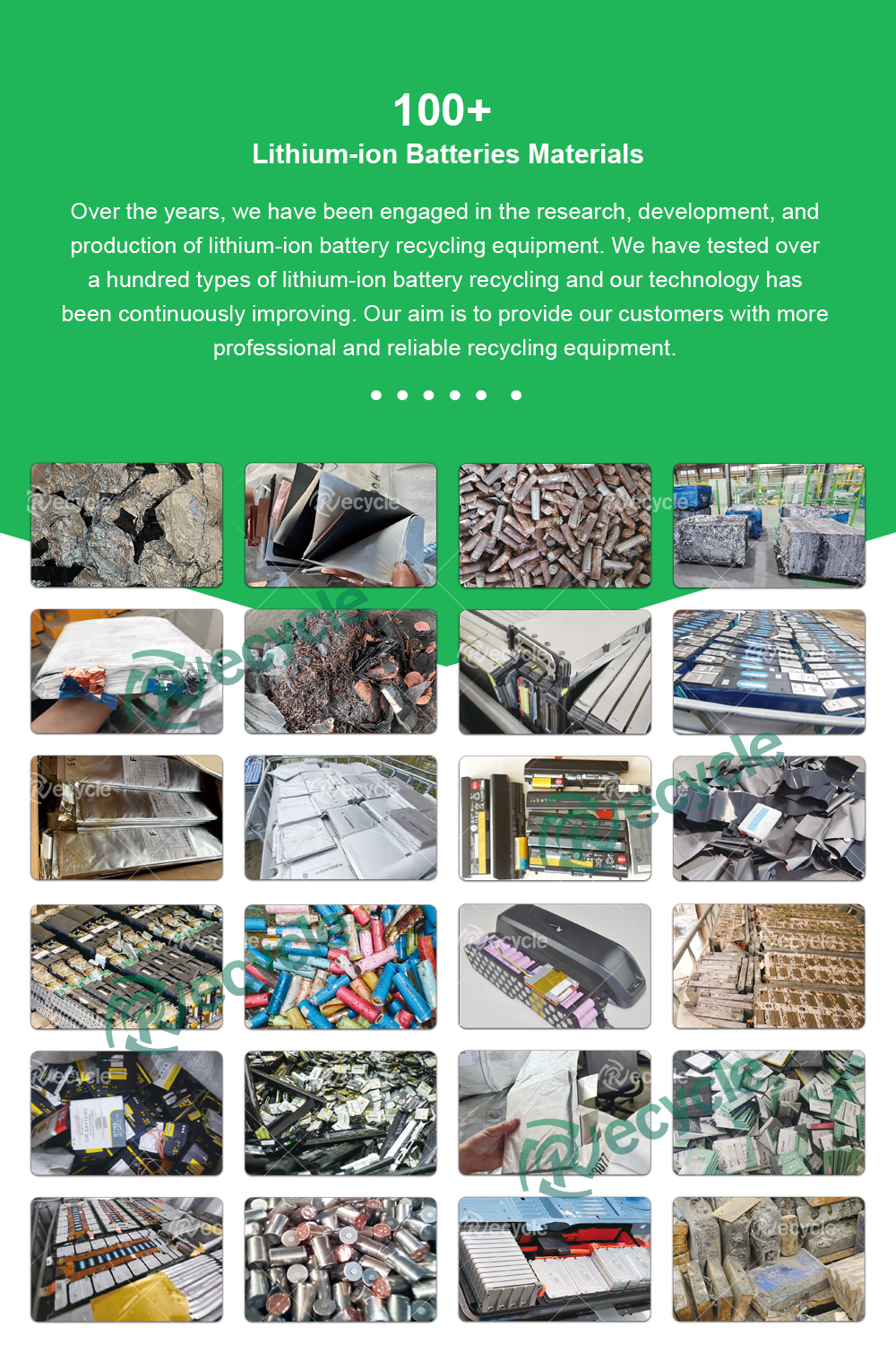 Black Mass Lithium Ion Battery Recycling Machine for Environmental Protection Machinery