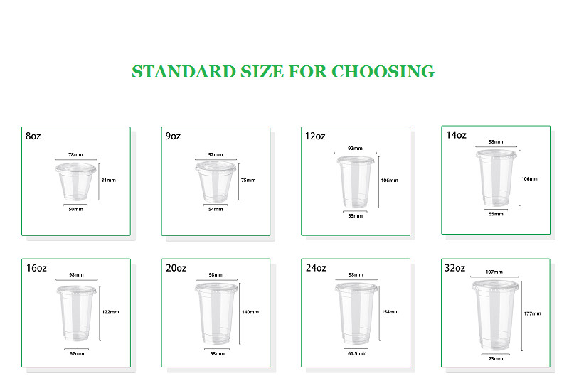 PLA Clear Cups φ90mm 16oz Compostable Cups Environmental Friendly