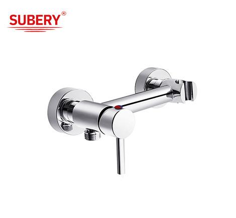 Single Lever Bath Shower Faucets Annular Knurl Handle Chrome Brass Cold And Hot