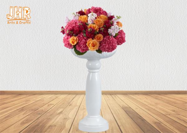 Buy cheap Decorative Glossy White Fiberglass Flower Pots Creative Shape 100cm Height from wholesalers