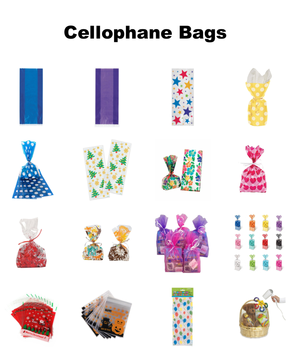 Polypropylene Plastic Party Sweet Cone Bags Disposable With Gold Twist Ties