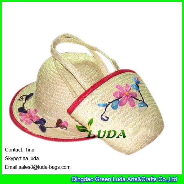 Buy cheap LUDA fashion beach sets natural embroidery wheat straw bag and hat from wholesalers
