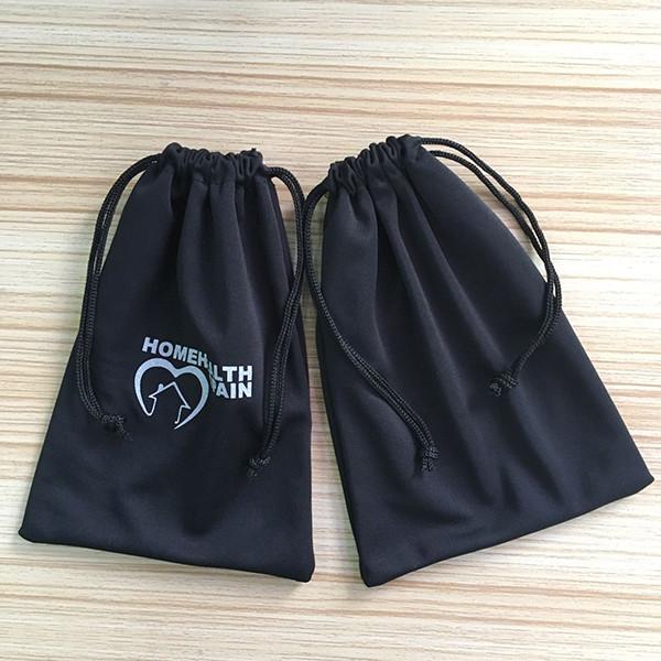 Microfiber Packaging Drawstring Bag , Black Color 3D Glasses Bag With Custom