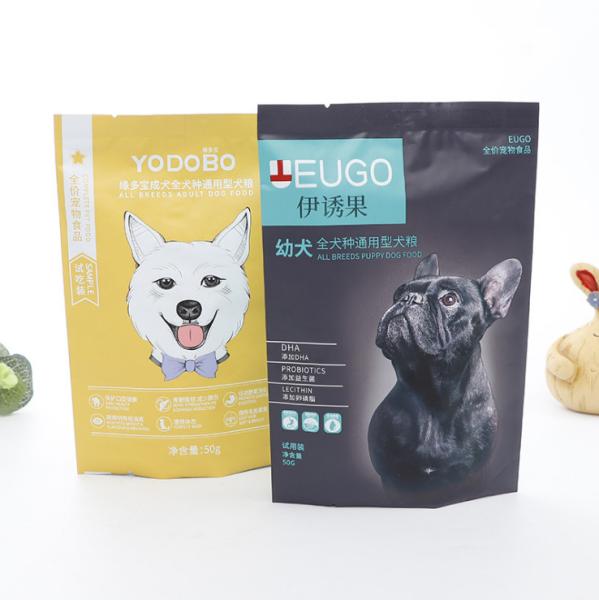 Non Toxic Pet Food Stand Up Aluminum Foil Bag Pouch Color Gravure Printed With