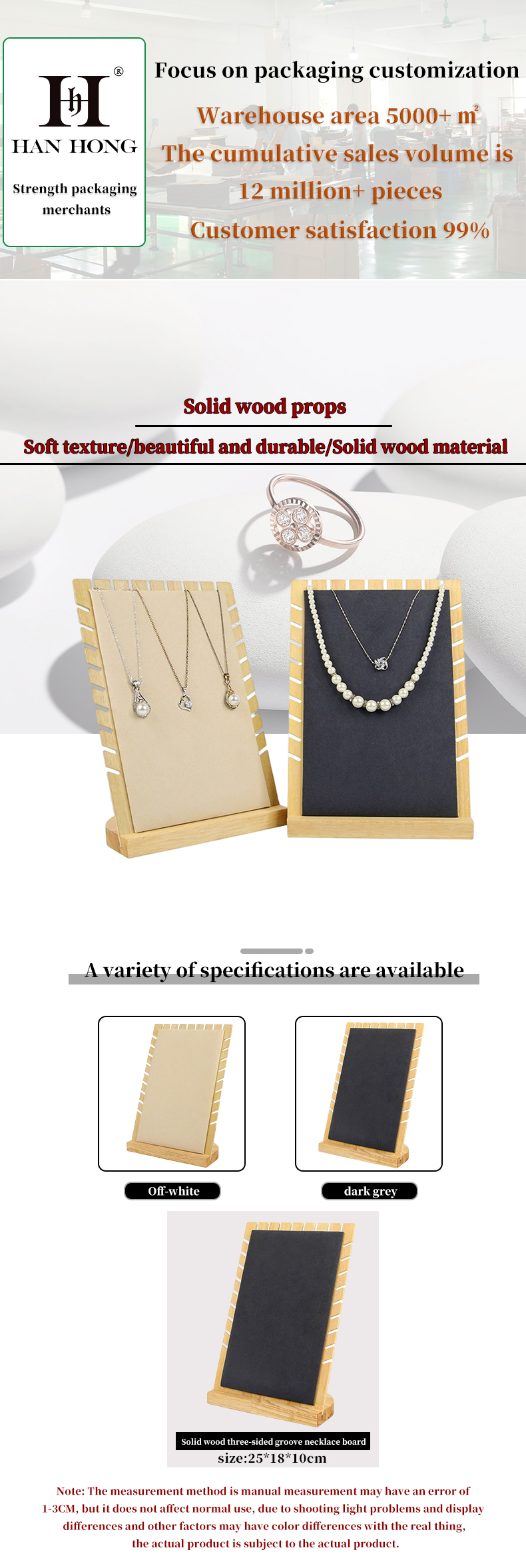 Notched-Edge Wooden Pendant Display Panel Stand Necklace Exhibition Holder