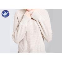 Buy cheap Cream Ladies Wool Jumpers Side Slit Reglan Sleeves Half Cardigan Knitting product