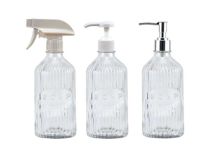 Lotion Liquid Soap Empty Glass Jars Pump Spray Bottle Lead Free Glass Materials