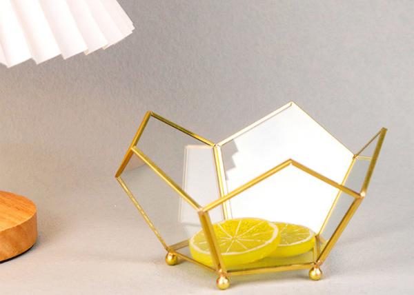 Pentagon golden copper glass garden fruit candy tray tabletop storage tray room