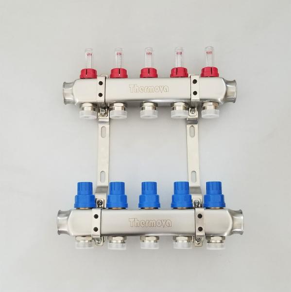 Buy cheap Stainless Steel 304 Underfloor Heating Manifolds set with flowmeters from wholesalers