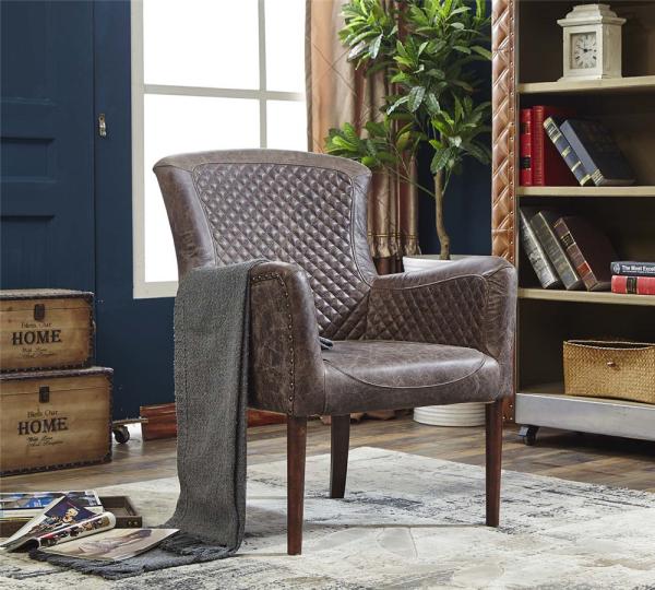 Buy cheap Vintage Painting Dark Brown Leather Armchair High Solidwood Finish Legs For Office from wholesalers