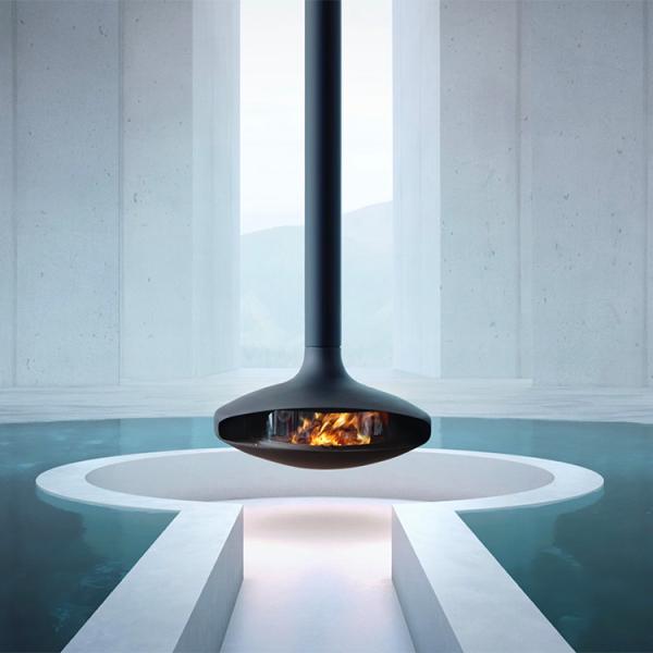 Buy cheap customization Hotel Suspended Wood Burners Charcoal Hanging Black Fireplace 80cm from wholesalers