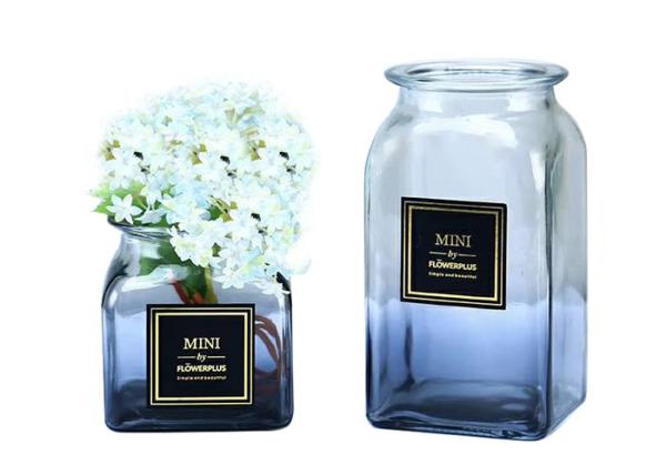Buy cheap Elegant Square Decorative Clear Glass Vases Customized Logo Printing from wholesalers