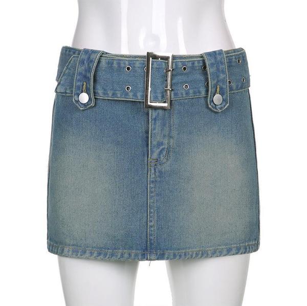 Oem Factory Manufacturer Custom Logo Hip Skirt Lady Short Denim Skirt Custom