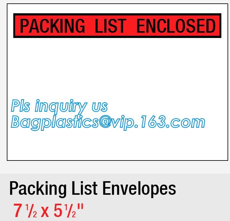 TNT DHL shipping packing list document envelopes, packing list padded envelope, tamper proof express use plastic packing