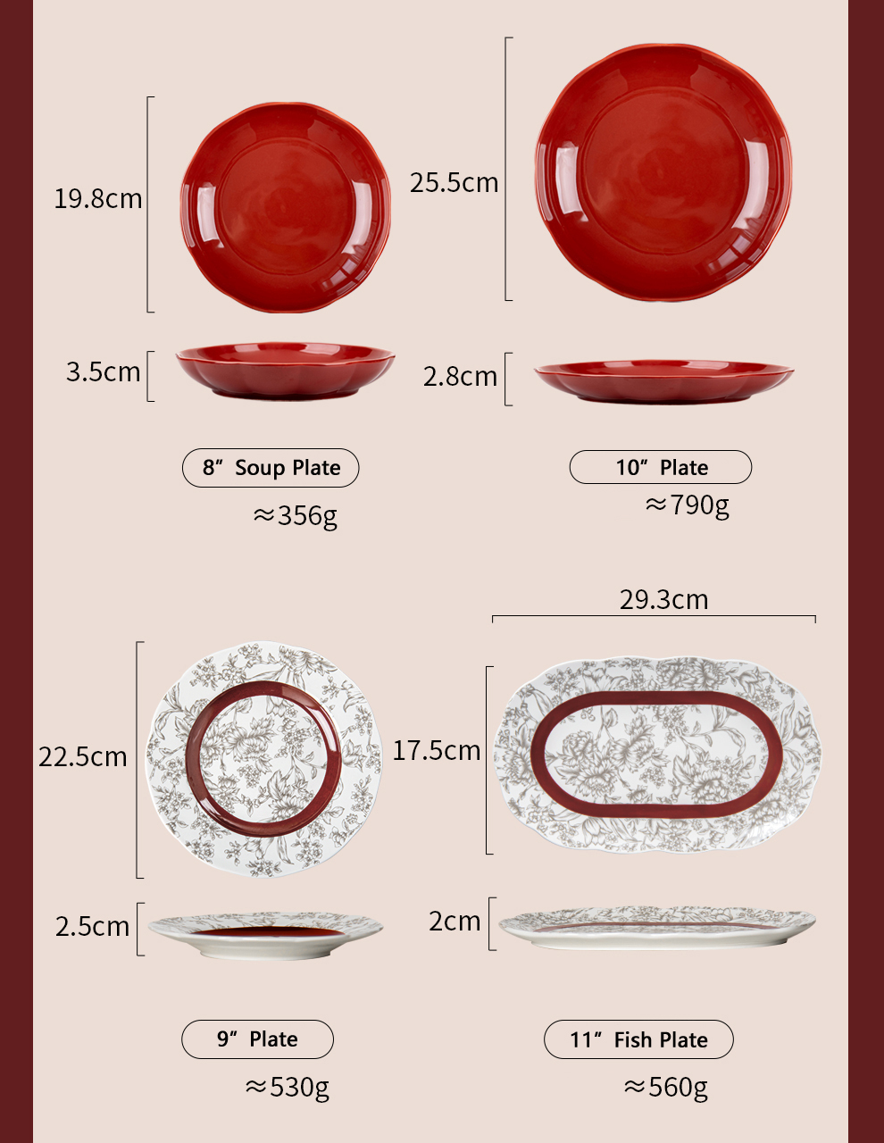 OEM And ODM Red Glaze Christmas Dinnerware Set Ceramic Bowl Porcelain Plate For Presents Occasion