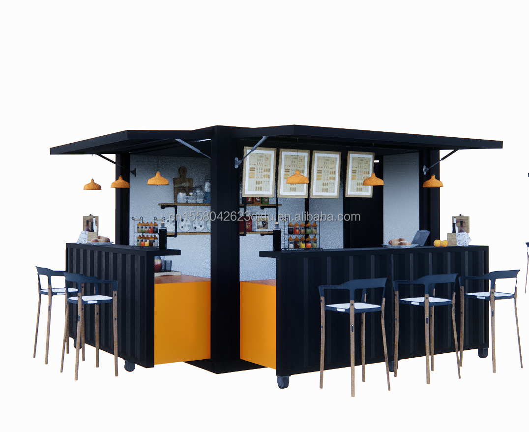 Fast Food Mini Pop-up Shop Cafe Shops Mobile Container Coffee Bar Houses with Modern Design Style and Aluminum Alloy Windows