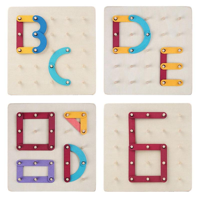 Nail Board Puzzle Montessori Geometric Wooden Early Toy Toy Jigsaw Board Game Child Education Educational Wood Education