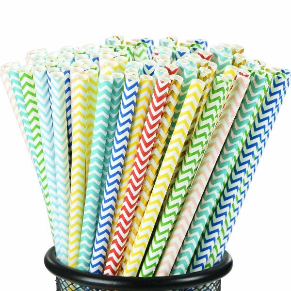 Decorative Party Paper Straws Customized Logo Juice Beverage Paper Drinking