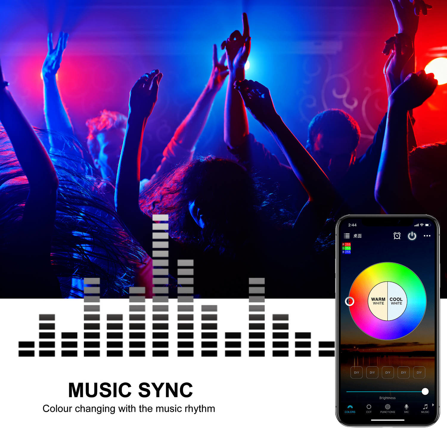 Led Bulb Smart Downlights Remoter Control Bluetooth Mesh Sync Music