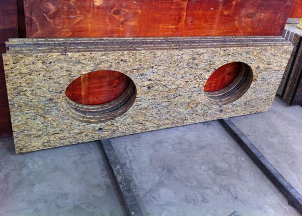 Buy cheap Giallo Ornamental Granite Bathroom Vanity Tops With Oval Sink Hole from wholesalers