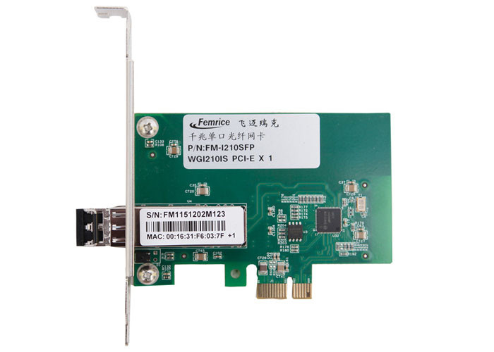 Femrice 1Gbps I210 Chipset 1 Port Fiber Optic Network Interface Card Compatible Whole Duplex and Half Duplex PC Card
