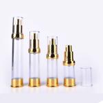 Gold Clear Pump Bottle Lightweight Luxury Cosmetic Packaging For Lotion 10ml -