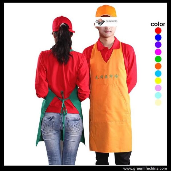 China factory popular fashinal advertising polyester apron for cleaning best