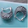Buy cheap Vintage Hollowing Out Engraved Designs Sterling Silver Hoop Earring (051071W) from wholesalers