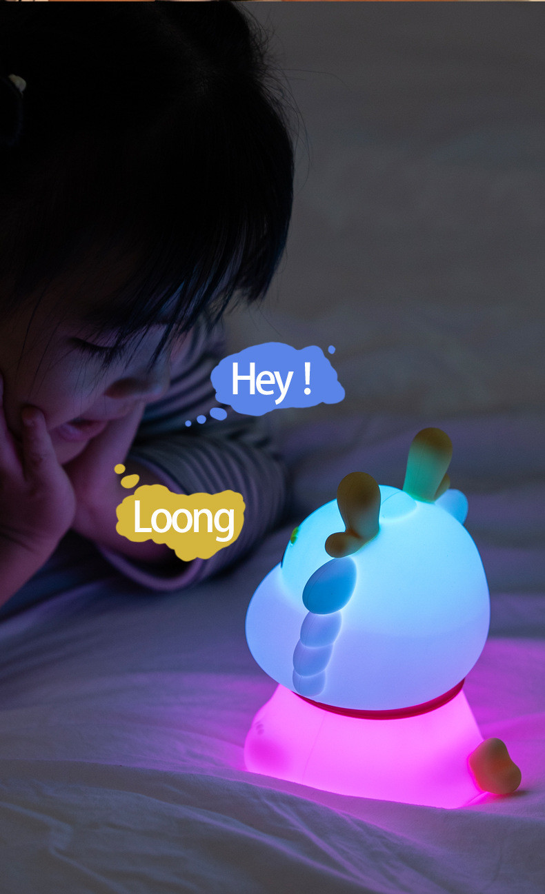 Smart Voice Light Dragon Charge With Sleeping Silicone Pat Creative Night Light Gift Colorful Atmosphere Light