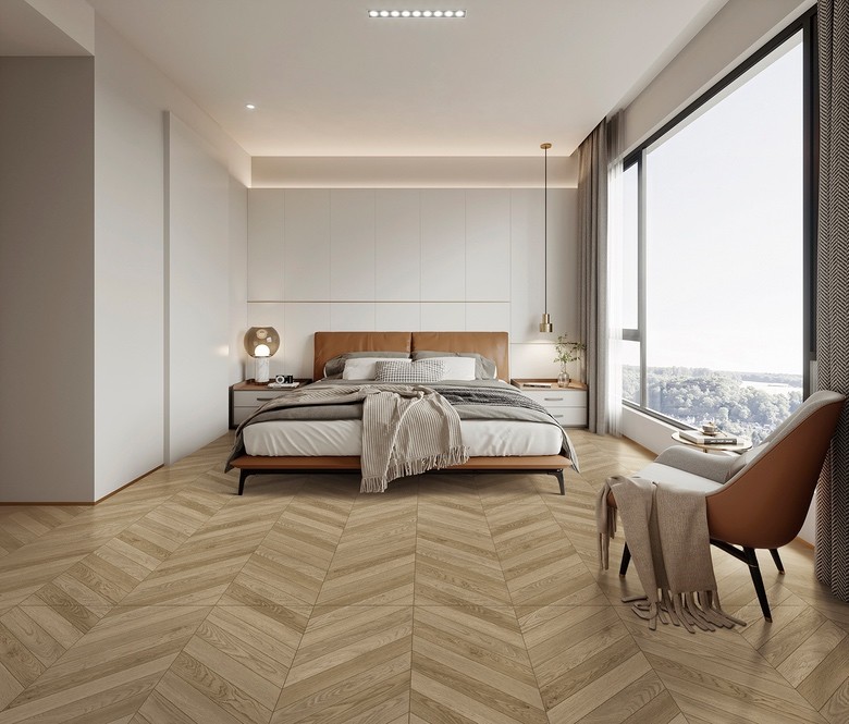 Brown Non-Slip 600x1200mm Fishbone Wooden Porcelain Tiles For Living Room Wear-Resistant Indoor Floor Tile