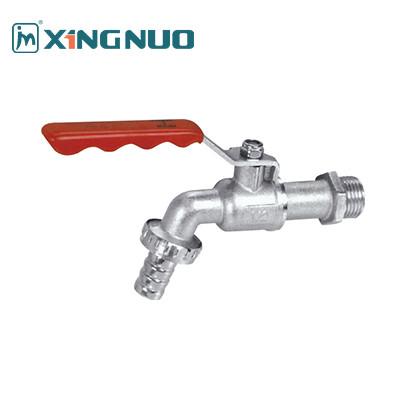 wavy handle red handle male threaded HEX Modern Brass Bibcock with Nickel