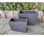 Marble Black Square Shape Fiber Stone Flower Pot 2 14kg Weight Garden Arrangemen
