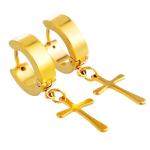 Circle Round cross earrings for men Stainless Steel Pendant Stud Earrings Punk