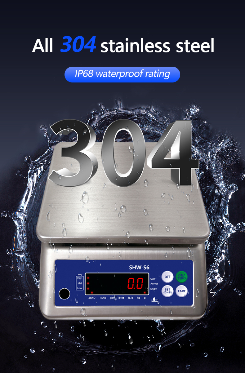 SOHE S6 Stainless Steel Waterproof Scale with 6KG Capacity and IP68 Protection Rating