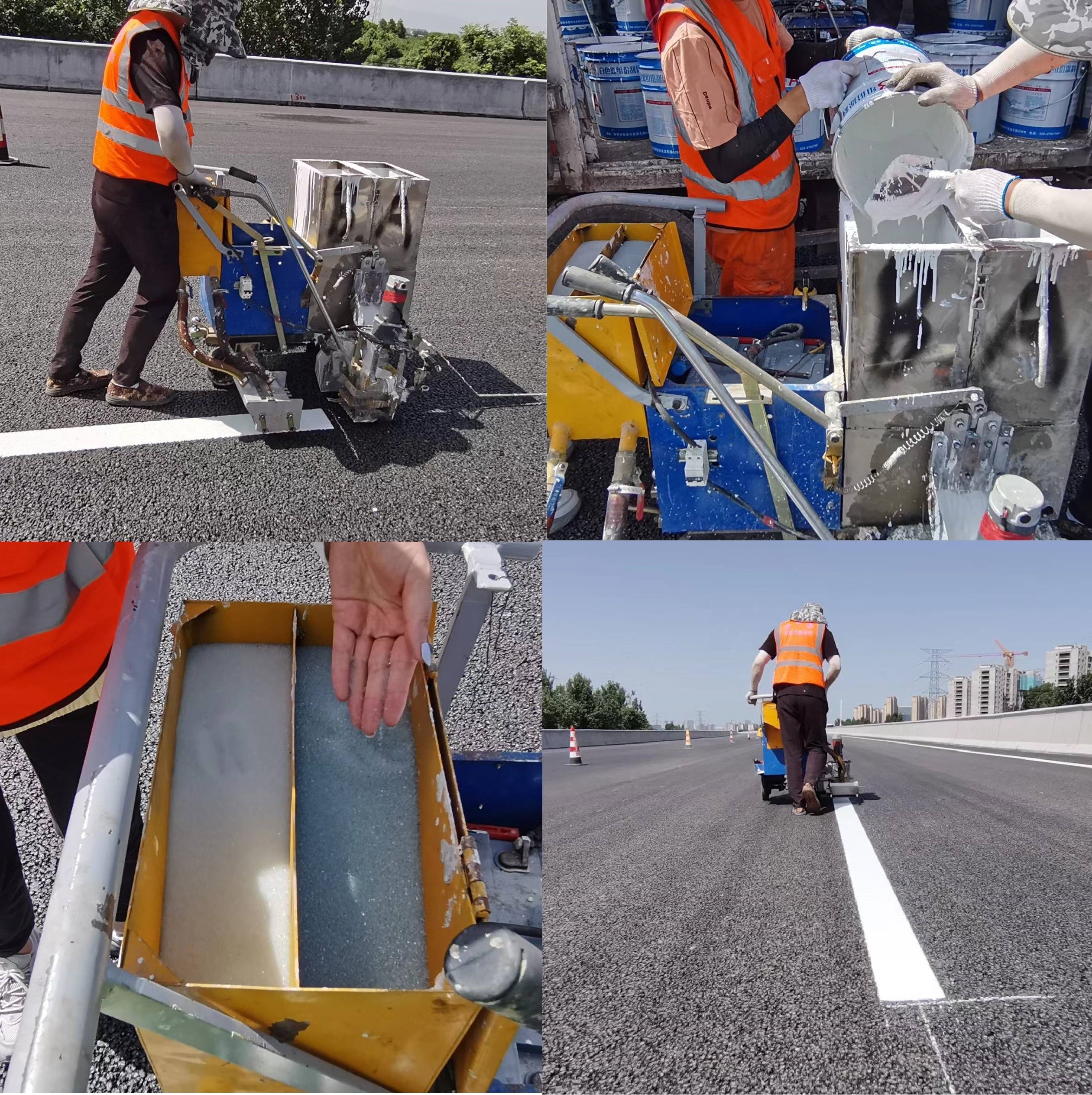 2K Double Component Cold Paint Pushing Scraping Road Line Marking Machine 3-20m/min Spraying Speed