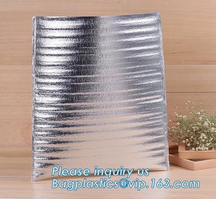 Reusable aluminium foil thermal insulation material cooler bag for picnic with Strapping tape closureRecycled PP Woven Plast