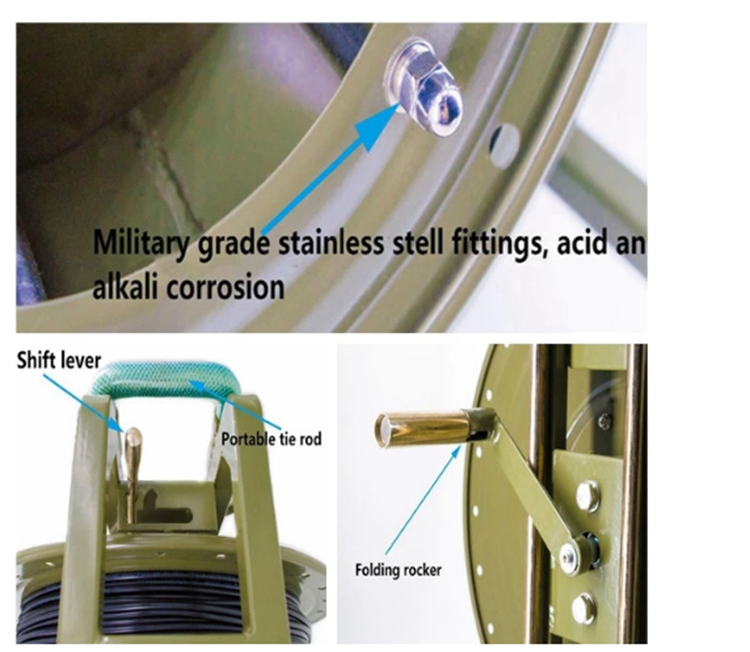 Portable Field Deployable Tactical Fiber Optic Cable Reel 500 Meter