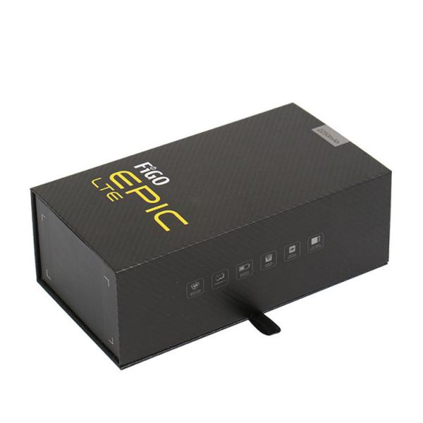 Magnetic Flap Closure Rigid Cardboard Luxury Black Packaging Gift Box With Paper