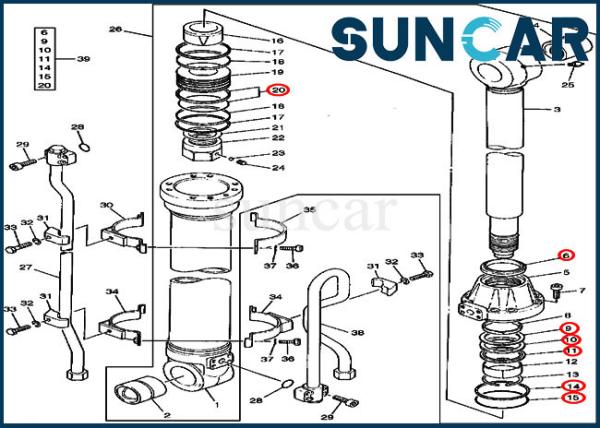 AT192075 Hydraulic Repair Oil Seal Kit Fits John Deere Excavator Arm Cylinder