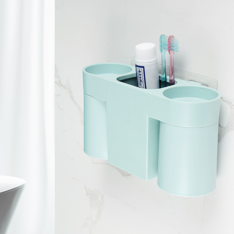 Wall Absorbing Non Perforating Toothbrush Cup Set ABS Fall Resistant