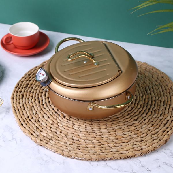 Kitchen Green Deep Frying Pots Temperature Control Stainless Steel Cooking Pot