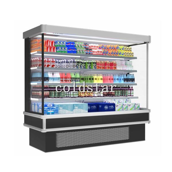 Supermarket Showcase Refrigerators Large Beverage Coolers Fruits Open Front