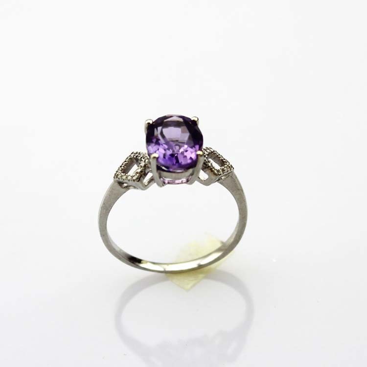 Fashion 925 Silver 7mmx9mm Oval Garnet Ring with Cubic Zirconia(R257)