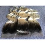 Long Russian Ombre Human Hair Extensions Body Wave With Ear to Ear 13"x4" Lace