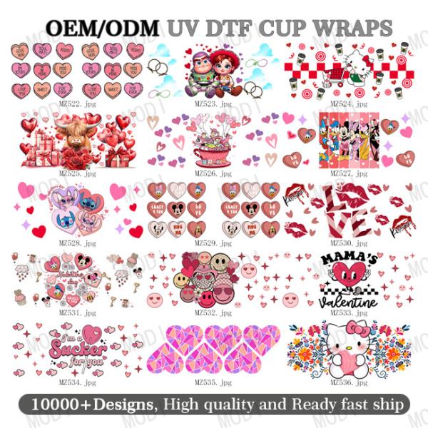 Buy cheap 16oz Valentine'S Day UV DTF Cup Wraps Waterproof 3D Transfer Stickers Cup Tumblers Made PVC Material Transfer Printing from wholesalers