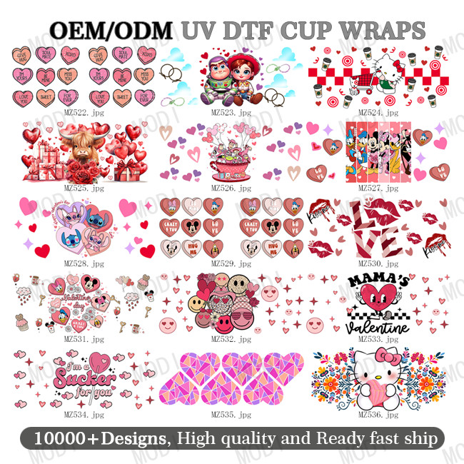 Factory Custom UV DTF 16oz Cold Cup Wrap Transfers Transfer Printing Designs Ready To Ship For Cups