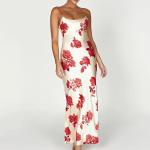 Custom Ladies Floral Casual Dress Long Summer Floral Maxi Satine Dress