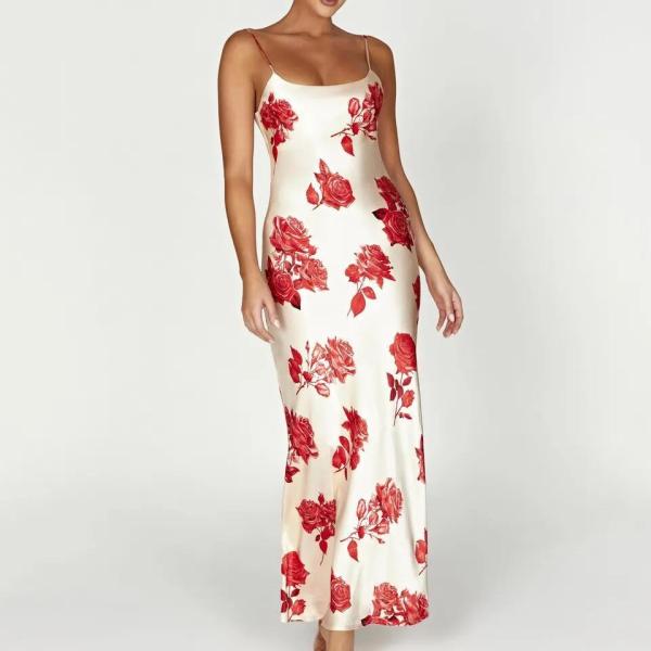 Buy cheap Custom Ladies Floral Casual Dress Long Summer Floral Maxi Satine Dress from wholesalers